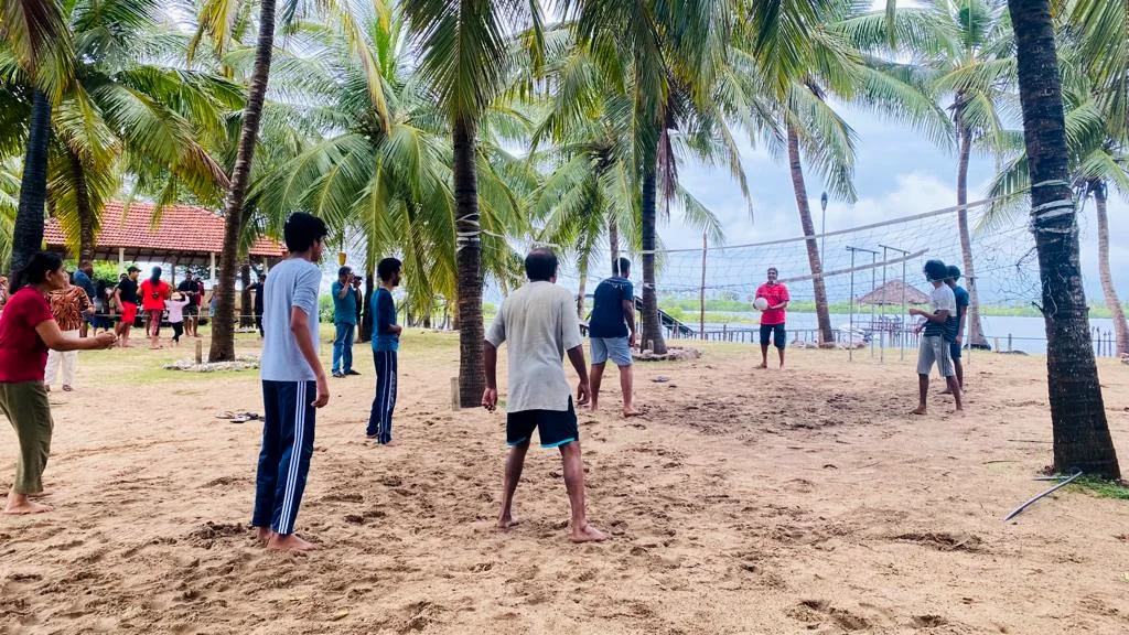 Beach volleyball and resort activities at Valampuri