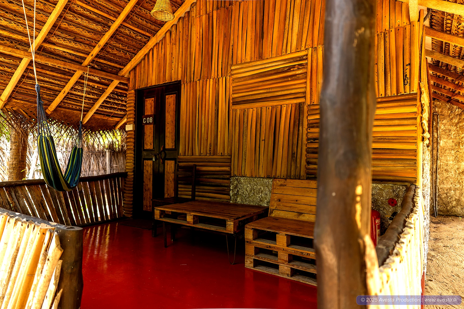 Valampuri Garden Eco Chalet poolside seating